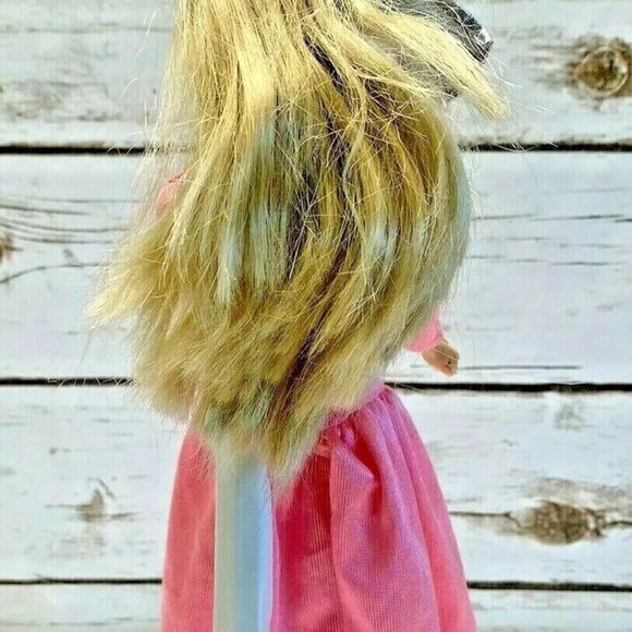 MATTEL BARBIE Blonde Hair Blue Eyes Pink Gray Long Dress 12" Tall - Picture 6 of 12